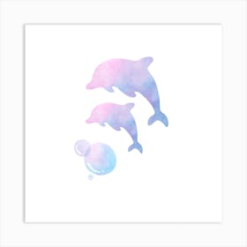 Watercolor Dolphins Art Print