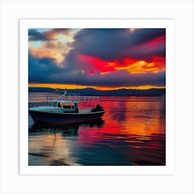 Sunset Boat Art Print