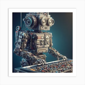 Robot Playing Music Art Print