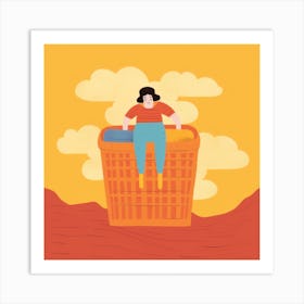 Woman In A Basket 13 Art Print