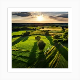 Grass Ecology No People Pasture Drone Scenic Shadow Flight Rural Scene Green Aerial View (1) Art Print