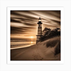 Lighthouse At Sunset 54 Art Print