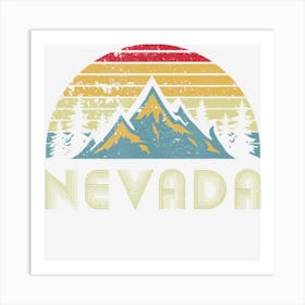 Nevada Retro Vintage Mountains Nature Hiking Art Print