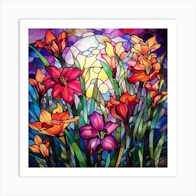 Stained Glass Flowers 3 Art Print