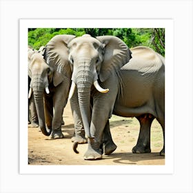 Elephants In The Wild 1 Art Print