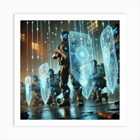 A Futuristic Sci Fi Scene Showcasing Shieldbearers Art Print