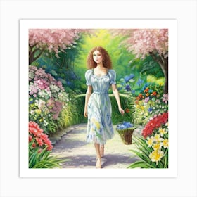 Girl In A Garden 6 Art Print