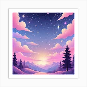 Sky With Twinkling Stars In Pastel Colors Square Composition 177 Art Print