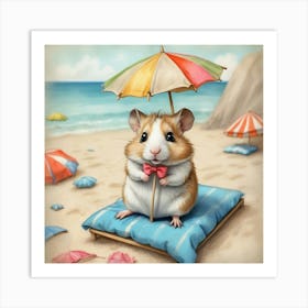 Hamster On The Beach Art Print