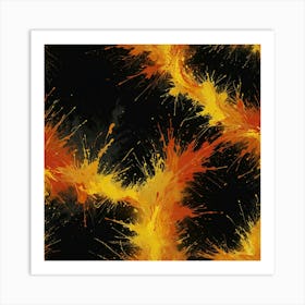 Orange Fire Splatters Art Print