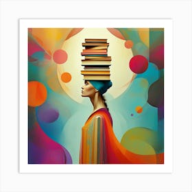 Colorful Harmony Between Books and Elegance Art Print