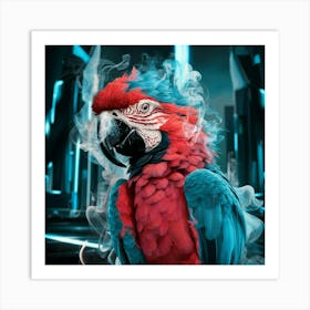 Parrot In Smoke Art Print