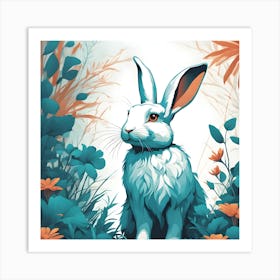 White Rabbit In The Garden Art Print