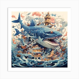 Sharks In The Sea Art Print