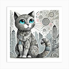 Alley Whiskers City Cat Art Print