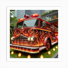 Sovereign Flame Restaurant Firetruck Exterior Art Print