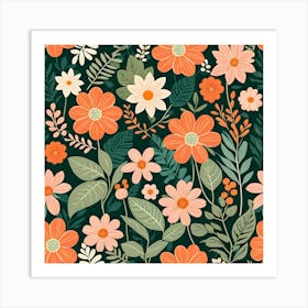 Floral Seamless Pattern 11 Art Print