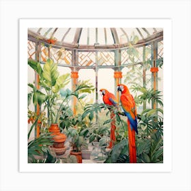 Parrots In The Greenhouse Art Print