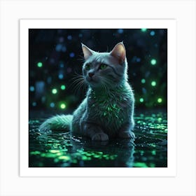 Cat In The Rain Art Print