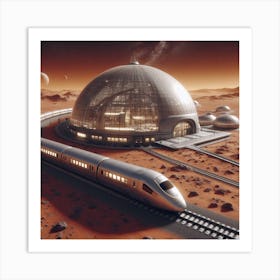 Train Station On Mars Art Print