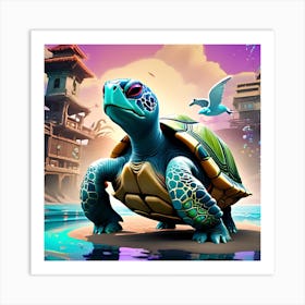 Turtle In The Sea 3 Art Print