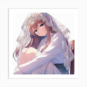 Anime Girl With Veil Art Print