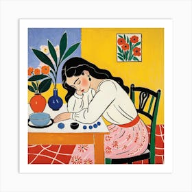 Woman Sleeping At The Table 9 Art Print