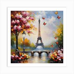 Paris With Butterflies 62 Art Print