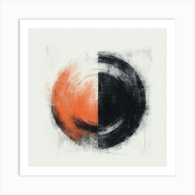 Black And Orange Circle Art Print