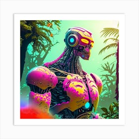 Robot In The Jungle 1 Art Print