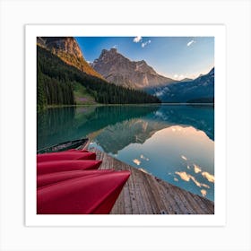 Canoes On A Lake Art Print