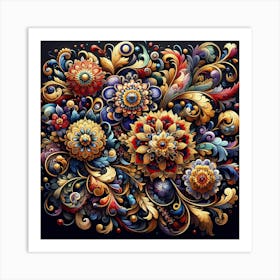 Russian Floral Painting Art Print