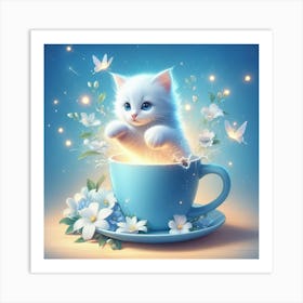 Cat In A Cup 1 Art Print