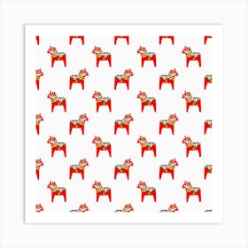 Swedish Red Horses Pattern Art Print