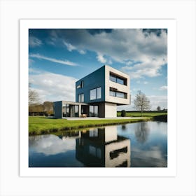 Modern House On The Water Art Print