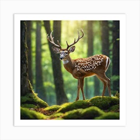 Deer In The Forest 90 Art Print