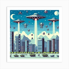 8-bit alien invasion 2 Art Print