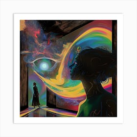 Crazy Eye art, Colorful, rainbow, woman, artwork print. "The Planets Are Watching you" Art Print