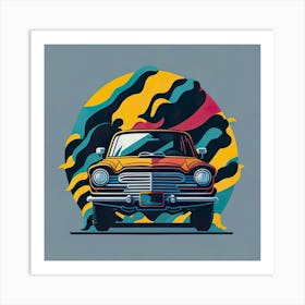 Car Colored Artwork Of Graphic Design Flat (19) Art Print