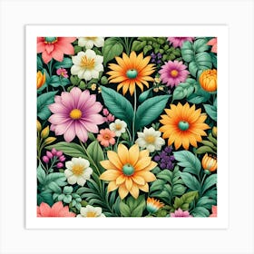 Seamless Floral Pattern 9 Art Print