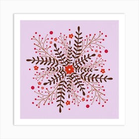 Circular Simple Flowers red Art Print