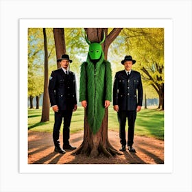 Three Men Standing Next To A Tree Art Print