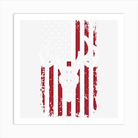 Deer Hunting Us Flag Art Print