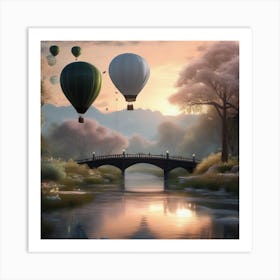 Hot Air Balloons Landscape 5 Art Print