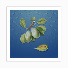 Vintage Plum Botanical on Bahama Blue Pattern n.2589 Art Print