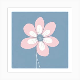 A White And Pink Flower In Minimalist Style Square Composition 149 Art Print