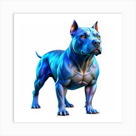 Blue Pitbull Standing Art Print