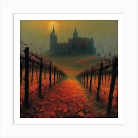 Vineyard In The Moonlight Art Print