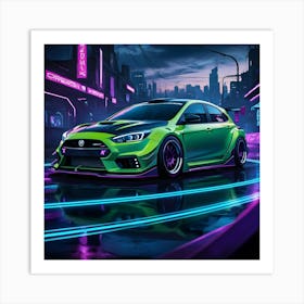 A Heavily Modified Car Rendered In Digital Art Art Print