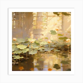 Summer Lotus Pond Art Print